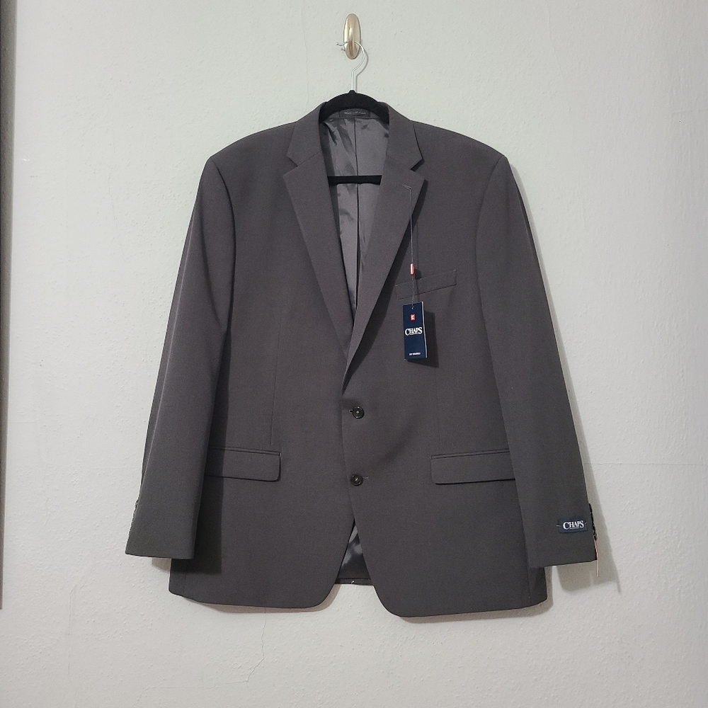 Chaps Men's Classic Fit Performance Stretch Suit Jacket Blazer‎ Gray NWT 48L